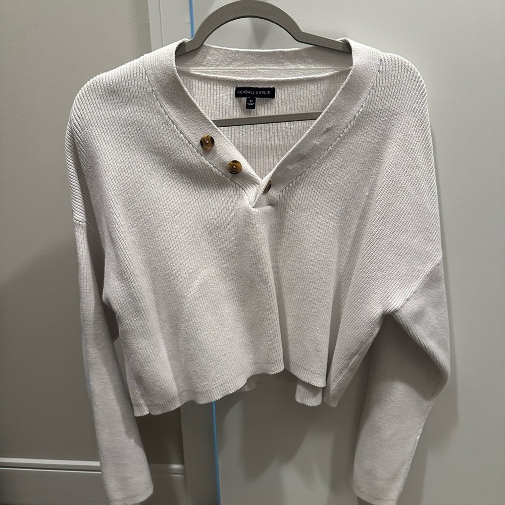 Kendall & Kylie Cream Cardigan with Gold Buttons